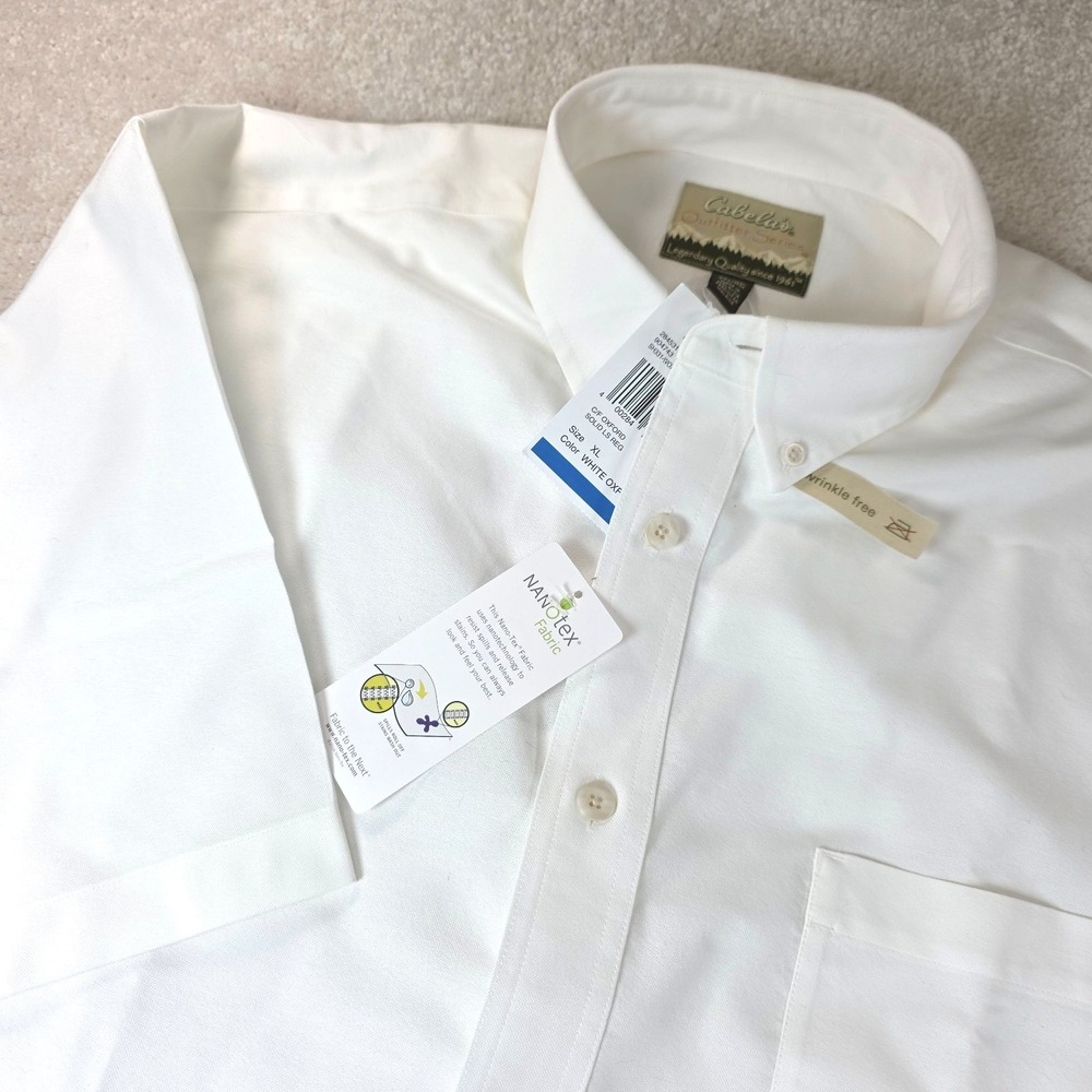 Cabela's Outfitters Shirt Mens XL Reg White Oxford Button-Down Long Sleeve‎ NWT